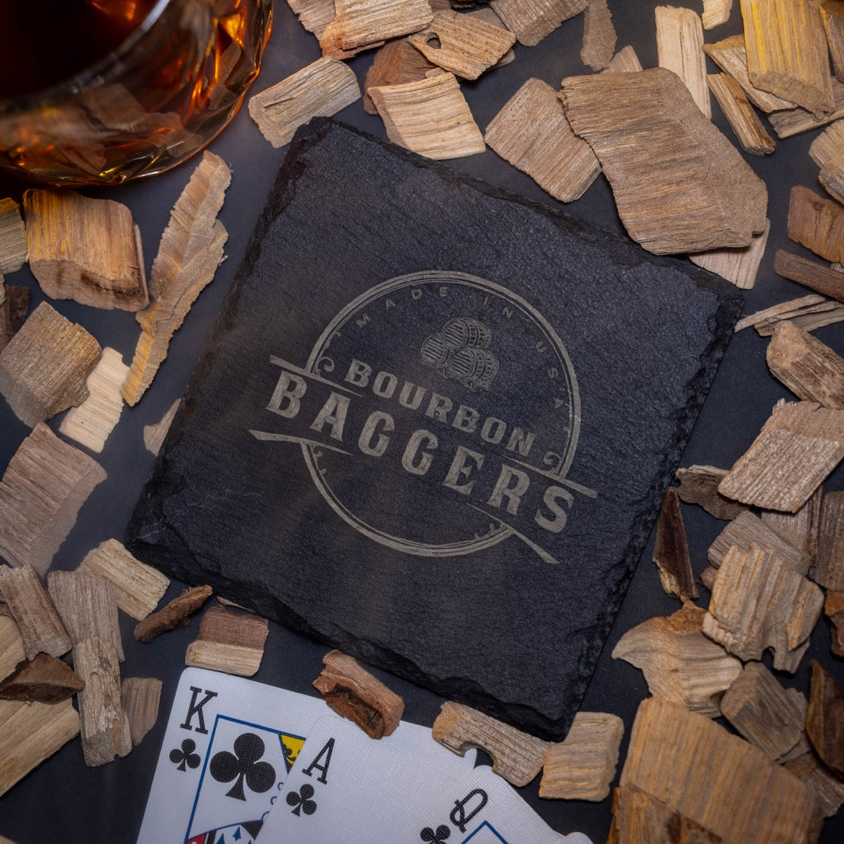 Black Slate Coasters - Chic & Durable with Logo